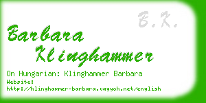 barbara klinghammer business card